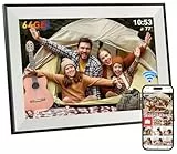Hesmor 64GB Frameo Digitaler Bilderrahmen WiFi 10,1 Zoll, 1280x800 IPS Touchscreen, Automatische Rotation, Teilen Sie Fotos sofort über Frameo von überall, Elektronischer Bilderrahmen