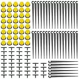 VooGenzek 120 Stücke 4/7mm Automatische Tropf Bewässerung Set, 40 Einstellbare Micro Drip Tropfer + 40 T-Steckverbinder + 40 Micro Drip Rohrhalter für Schlauch 4/7mm, für Garten, Rasen, Gelb