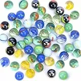 HAKACC 78 Stück Glasmurmeln, 15mm Bunte Murmeln mit Einzigartigen Mustern, Perfekt für Kinderspiele, Deko & DIY-Projekte, Mischfarben