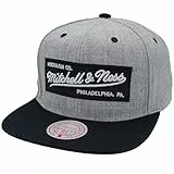 Mitchell & Ness 2 Tone Box Logo - Flat Visor Snapback Basecap, Grey-Black
