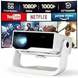 Wielio GC06C Smart Beamer Eingebaute Apps, Native 1080P 4K unterstützt, WiFi 6 & Bluetooth 5.2, Geringe Lüftergeräusche (
