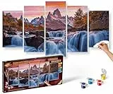 Schipper 609450913 Malen nach Zahlen – Mystisches Patagonien - Bild malen für Erwachsene, inklusive Pinsel und Acrylfarben, 5 Bilder, Meisterklasse Polyptychon - Profi-Edition, 132 x 72 cm