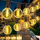 LED Lichterkette Außen Strom mit Fernbedienung, 60M - 197FT G40 Glühbirnen Dimmbar Outdoor Lichterkette, IP44 Wetterfest Warmweiß Aussen Lichterkette für Garten Terrasse Balkon Hochzeiten Party