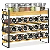 EsLuker.ly Gewürzregal Gewürz Holz Organizer Gewürzorganizer, 4-stufiges Bambus Spice Rack Organizer Gewürzregale Gewürzständer Gewürzhalter Gewurzregalsystem Stehend & Wand für Küchen Speisekammer