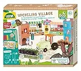 Lena 42830 Eco Upcycling Bastelset Dorf, Papier Village aus Papierbögen und Haushaltsgegenständen, Papierset und Spielset, Klebeset für Jungen und Mädchen, Papierbasteln für Kinder ab 6 Jahren, Mittel