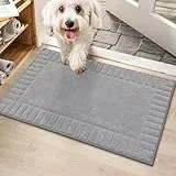 BEQHAUSE Fußmatte Innen, waschbare Sauberlaufmatte TPR rutschfeste Türmatte, Schmutzfangmatte für Haustür, super saugfähiger Fussmatte Teppich für Eingang, Haustiere und Hunde - Hellgrau, 50x80cm