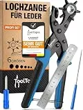 Lochzange für Leder [KOMPLETTSET], Locheisen | Lochstanzer als Leder Werkzeug, Lochzange Papier, Gürtel Locher, oder Lochstanze für Stoff, Biothane, Kunstleder etc. Hole Puncher mit Komforthebel