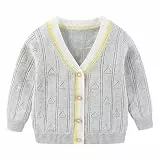 Fnaobai Kleinkind Jungen Strickjacke Pullover Jungen Lange Ärmel V-Ausschnitt Baumwolle Pullover Kinder Jacke Stricken Knopf Oberteile Outwear für Herbst Winter