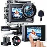 iZEEKER Action Cam 4K 24MP, Unterwasserkamera 40M Wasserdicht mit EIS,Dual-Screen-Kamera, Touchscreen, Vlog Camera, Helmkamera, WiFi, Fernsteuerung, Externes Mikrofon, 2X1350mAh Akkus, Zubehör Kit