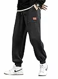 JMIERR Herren Corduroy Jogginghose Dunkelgrau Casual Cargo Jogger Baggy Trainingshose Elastische Taille Sweathose M
