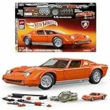 Mattel Brick Shop Hot Wheels Premium Serie Bauset, ’71 Lamborghini Miura P400 SV mit 1523 Teilen, realistischen Details und Metallteilen, Geschenkidee für Erwachsene Sammler ab 17+, JHF61