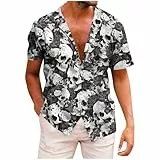 Jamicy Hawaii Hemd Männer Strand Hemden Sommer Kurzarmhemd Totenkopf Streetwear Tshirt Tops Y2K Clothes Gutscheine Oberteile Baumwolle Kleidung Teenager Jungen Wandershirt Angebote Schädel XXL