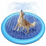 Peteast Hundepool für Große & Kleine Hunde & Kinder 51' Faltbarer Splash Sprinkler Pad, 0.58 mm Verdickt Anti-Rutsch Hunde Wasserspielzeug, Umweltfreundlich Langlebig Planschbecken Hund