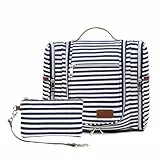 Pearl Angeli Kulturbeutel zum Aufhängen, für Damen und Herren, wasserabweisend, Reise-Make-up-Organizer, große Kapazität, Reise-Kosmetiktasche für Toilettenartikel in voller Größe, Marineblau