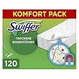 Swiffer Bodenreiniger Trockene Bodentücher, 120 Stück, Ideal für Staub, Tierhaare & Allergene, Weiss/Opulenten Garten