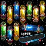 TOPJOWGA Finger Skateboard Leuchtspielzeug Kinder, 12 Stück LED Finger Skateboard, Fingerboard Party Set Mini Fingerboards, Fingerboard Spiele Glow in The Dark Mitgebsel Kindergeburtstag