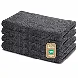 Lavea® 4er Set Handtuch 50x100 cm – Saugstarke und Weiche Handtücher aus 100% Baumwolle, Frottierserie Elena – Waschbar und Strapazierfähig - Anthrazit
