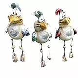 Lusacy Huhn Deko Garten Keramik, 3pcs ühner Deko Gartendeko Für Draußen Figuren, Huhn Gartendeko, Keramik Huhn Tierfigur Gartenstecker Keramikfigur Handarbeit Ornament