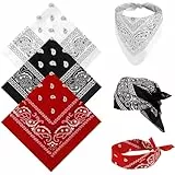 Qufiiry 3 Stück Bandana Kopftuch Damen und Herren, Multifunktionale Große Paisley Bandana Kopftücher Damen, Headwear Haar Schal Ansatz Handgelenk Kopf Biker(55 x 55 cm, Rot, Schwarz, Weiß)
