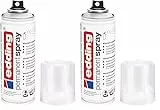 edding 5200 Permanent Spray Klarlack - transparent seidenmatt - 200 ml - Acryllack für ein seidenmattes Finish - zum Fixieren und Schützen der Lackierung - Klarlack Spray (Packung mit 2)