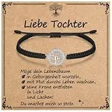 J.Endéar Lebensbaum Armband für Tochter | 925 Sterling Silber, Cubic Zirkonia & Geflochtene Kordel | Geburtstag, Weihnachtstag, Abschlussfeier oder Motivationsgeschenk für Mädchen