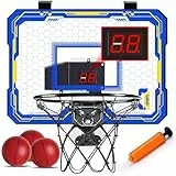 Mini Basketballkorb Indoor für Kinder Zimmer, Basketballkorb Wandmontage mit Elektronische Anzeigetafel und 3 Balls, Basketball Sport Spielzeug, Basketballkorb Geschenk Junge 6-8 8 9 10 11 12 Jahre