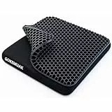 Gokemuak Gel Sitzkissen Orthopädisch, Ergonomisches Sitzkissen für Bürostuhl mit rutschfestem Bezug, Großes Gelkissen zur Entlastung von Rücken & Steißbein, Atmungsaktiv für Rollstuhl & Auto, Schwarz
