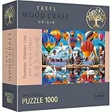 Trefl - Holzpuzzle, Bunte Luftballons Puzzle - 1000 Teile, Wood Craft, unregelmäßige Formen, 100 Figuren amerikanischer Denkmäler und Symbole, modernes Premium Puzzle, DIY, holzpuzzle Erwachsene