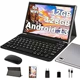 ZIOVO Tablet 10 Zoll Android Tablets mit Octa-Cores 2.0GHz, 12GB RAM+128GB ROM/2TB TF, 8000mAh, 2.4G+5G WiFi, 1280 * 800 FHD IPS, 5+8MP, GMS Certified, Tastatur & Maus- Grau