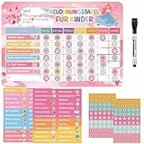 Magnetische Belohnungstafel Kinder, Magnettafel mit 52 Aufgaben Magnete und 120 Sternmagneten, Aufgabenplaner Wochenplaner Belohnungssystem für Routine Verhalten Töpfchentraining (Prinzessin Schloss)