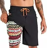 APTRO Herren Badehose Lang mit Kompression Liner Schnelltrocknend Badeshorts Schwimmhose 2 in 1 Badehosen mit Reißverschlusstasche Innenhose Surfen Strandhose Böhmen MK283 L