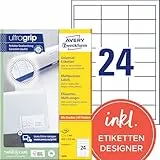 AVERY Zweckform 3658 Adressaufkleber (2.400 Klebeetiketten, 64,6x33,8mm auf A4, Papier matt, bedruckbare Absenderetiketten, selbstklebende Adressetiketten mit ultragrip) 100 Blatt, weiß