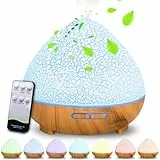 ZZXLOPEZ Aroma Diffuser, 500ml Aroma Diffuser für Duftöle, 7 Farben LED Mit 3 Timer-Einstellung, Diffuser mit Ätherische Öle, Warmweiß Licht Weiß Holzmaserung Diffusor für Zuhause Büro Oder Yoga