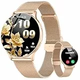 Smartwatch Damen Rund mit Telefonfunktion, 1.32' AMOLED HD Schrittzähler Uhr Damen Pulsuhr SpO2 Schlafmonitor, 120+Sportmodi Smart Watch, IP68 Wasserdicht Fitness Tracker, Watch iOS/Android(Roségold)