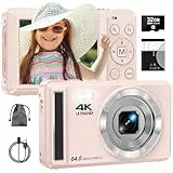 Digitalkamera 4K 64 MP mit Autofokus | Tragbare Kompaktkamera mit 32 GB TF-Karte, 1200mAh Batterie und USB-Kabel | Ideal für Teenager und Anfänger