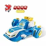 Super Wings World Flugzeuge Spielset mit 2 Zoll Jett Transforming Flugzeug, verwandelt Sich in eine verschiebbare Landebahn coolen Sounds und Lichtern, Transformable Spielzeug für Kinder ab 3 Jahren