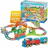 VTech TUT TUT Baby Flitzer – Bunter Bahnhof | Interaktives Spielset mit motorisiertem Zug, 2 Waggons, 70+ Melodien & Geräuschen, 19+ Schienen & 6 Spielbereichen, ab 1 Jahr