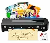 MAXDONE Laminiergerät A4 Laminiermaschine - Heiß und Kalt Laminiergerät 80-125 Mic mit 10 Laminierfolien, A4/A5/A6 Laminiergeräte Laminator 90-s Aufwärmen für Heimgebrauch Büro Schule Fotos (Schwarz)