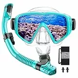 JEMULICE Schnorchelset Erwachsene, Schnorcheln Set mit Taucherbrille und Dry Schnorchel für Herren und Damen, Anti-Leck & Anti-Fog Tauchmaske aus Gehärtetem Glas für Tauchen, Schnorcheln und Schwimmen