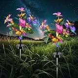 Qoosea 2 Stück Solarleuchten für Außen, Schmetterling LED Solarlampen mit Breiterem Wasserdichte Solarpanel für Garten Dekoration, Solarlichter für Balkon Bereich, Terrasse, Gehweg, Hof, Beleuchtung