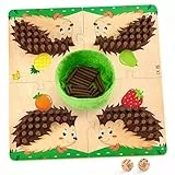 Mystooy Igel Spiel Brettspiel aus Holz, 100 Holzstäbchen Steckspiel mit Würfeln, Mathe Feinmotorik Spiel & Zählspielzeug Montessori Spiele ab 3 4 5 Jahren, Würfelspiel Reisespiel für Kinder