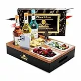 Couchbar, Sofa Organizer auf dem Beistelltische Couchtisch, Couchbar Holz als Bier Geschenke für Männer, Sofatablett Mit DREI Snackschalen und Mehrere Lagerplätze (Holzfarbe)