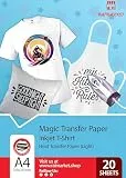 Transferpapier/Bügelpapier/Transferfolie für HELLE Textilien/Stoffe von Raimarket | 20 Blatt | A4 Inkjet Bügeleisen auf Papier / Transferfolie / T-Shirt-Transfers | Textilefolien | DIY Stoffdruck (20)