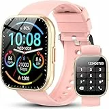 Ddidbi Smartwatch Damen Herren, Fitnessuhr Damen mit Telefonfunktion 1.85' Zoll Touchscreen, IP68 Wasserdicht Smart Watch mit schrittzähler Schlafmonitor, Uhren Herren für Android iOS, Rosa