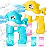 JOYIN 2 Seifenblasenpistolen, Wal Seifenblasen Pistolen für Kinder, LED Seifenblasenpistole, mit 4 Seifenblasenlösung, Seifenblasenpistole, inklusive Batterien für Kinder, Outdoor-Spielzeug