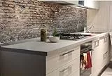 Küchenrückwand Folie Selbstklebend ALTE Vintage SCHMUTZIGE ZIEGELMAUER 180 x 60 cm | Klebefolie - Dekofolie - Spritzschutz für Küche | Made in EU