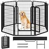 Yaheetech Welpenlaufstall 8-teilig 100cm hoch, Welpenauslauf mit Einteilige Verriegelung, Hundelaufstall mit Tragetasche & Befestigungsgurte, ideal für Hunde Wohnung & Garten, Einfache Montage