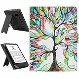 HoYiXi Universal Hülle Kompatibel mit 6.8'' Kindle Paperwhite/6'' Neue Kindle 2022 & 2019/Kobo Clara HD/Kobo Clara 2E Leder Stand Schutzhülle für 6-6.8'' Pocketbook/Tolino/Sony E-Book Reader, Baum