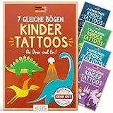 Famifidus +115 hautfreundliche Temporäre Tattoos I 7 gleiche Bögen I Dermatologisch SEHR GUT I Kinder Tattoo MADE IN GERMANY I Tattoo Kinder I Tattoos für Kinder (Die Dinos sind los!)
