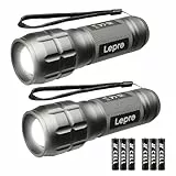 Lighting EVER LED Taschenlampe Klein, Extrem Hell & Zoombar Mini Taschenlampen Batteriebetrieben für Kinder, Wasserdichte Handlampe für Camping, Outdoor, Notfälle (2er-Pack in Gunmetal)